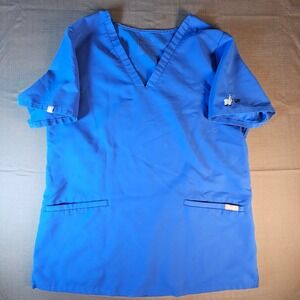 FIGS Royal Blue V Neck Scrub Top Women's M DP Embroidered Animal